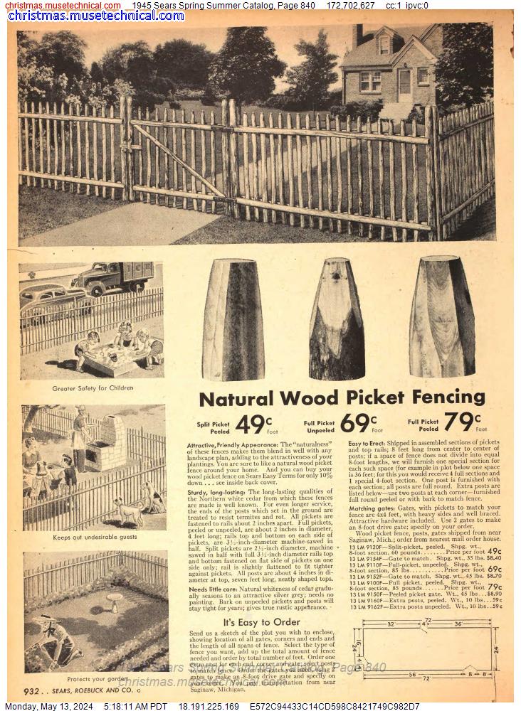 1945 Sears Spring Summer Catalog, Page 840