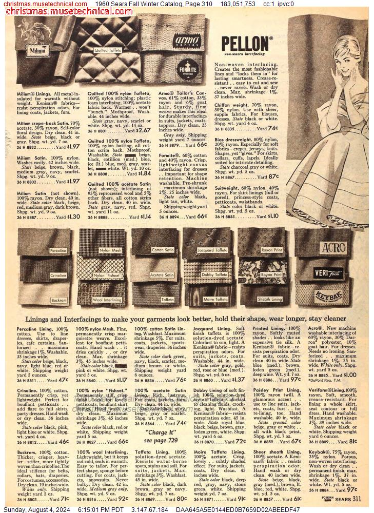 1960 Sears Fall Winter Catalog, Page 310