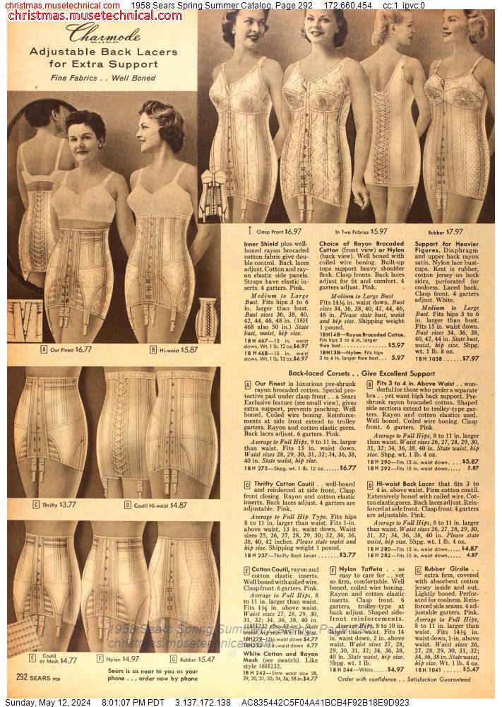 1958 Sears Spring Summer Catalog, Page 292