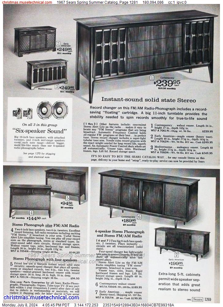 1967 Sears Spring Summer Catalog, Page 1281
