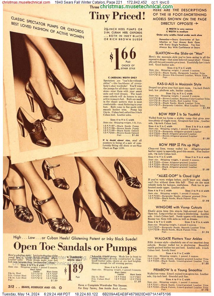 1940 Sears Fall Winter Catalog, Page 221