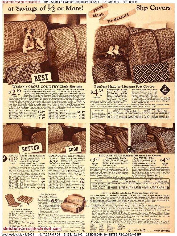 1940 Sears Fall Winter Catalog, Page 1281
