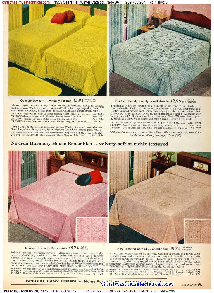 1959 Sears Fall Winter Catalog, Page 867