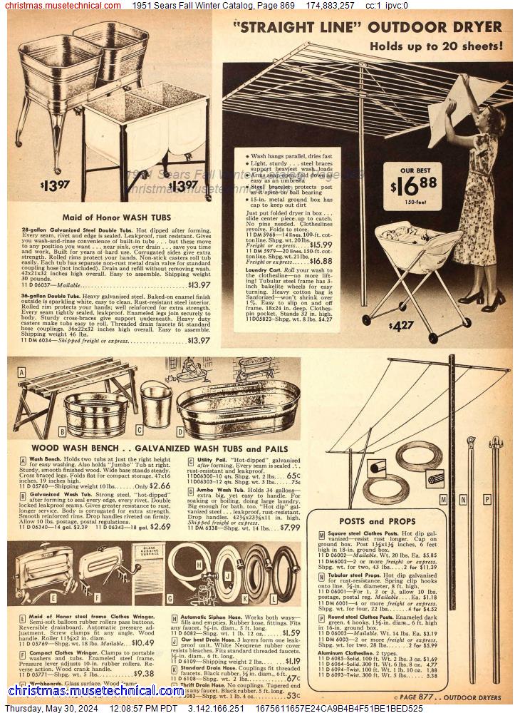1951 Sears Fall Winter Catalog, Page 869
