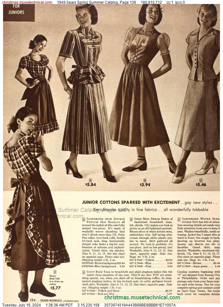 1949 Sears Spring Summer Catalog, Page 136