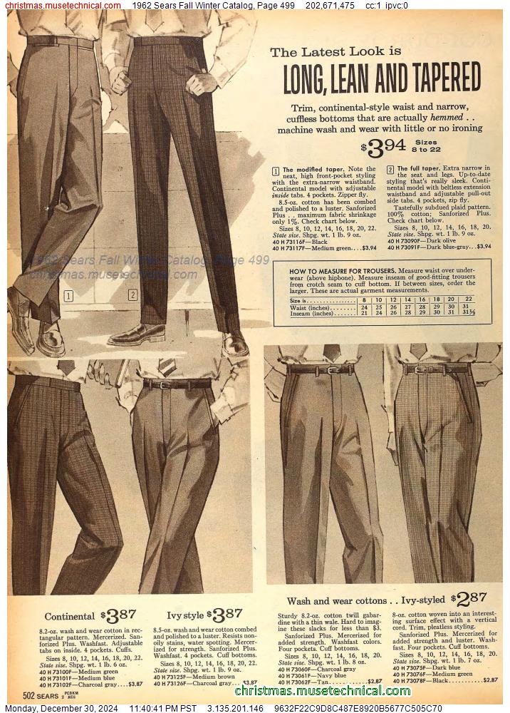 1962 Sears Fall Winter Catalog, Page 499