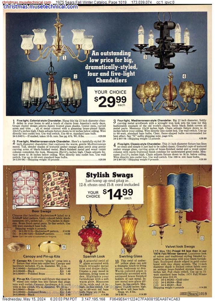 1975 Sears Fall Winter Catalog, Page 1019