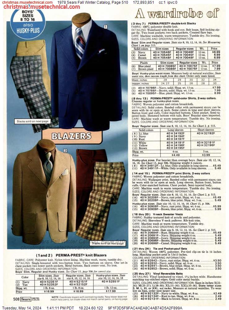 1978 Sears Fall Winter Catalog, Page 510