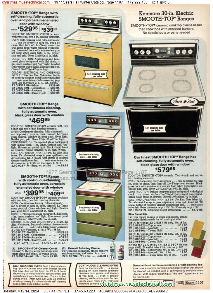 1977 Sears Fall Winter Catalog, Page 1107