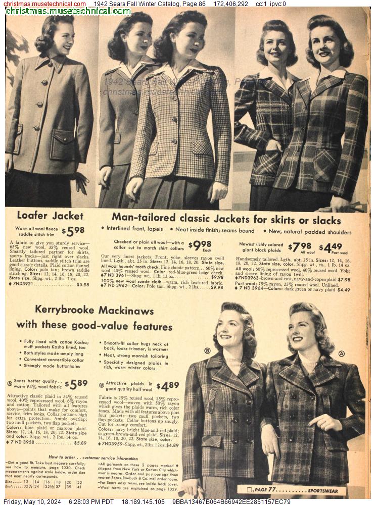 1942 Sears Fall Winter Catalog, Page 86