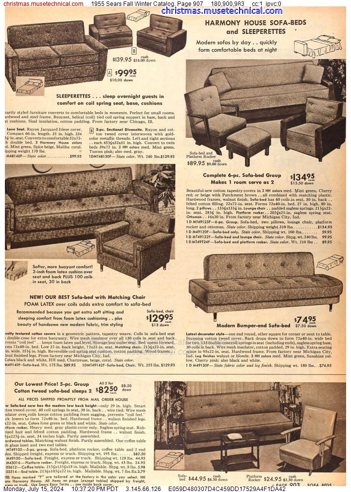 1955 Sears Fall Winter Catalog, Page 907