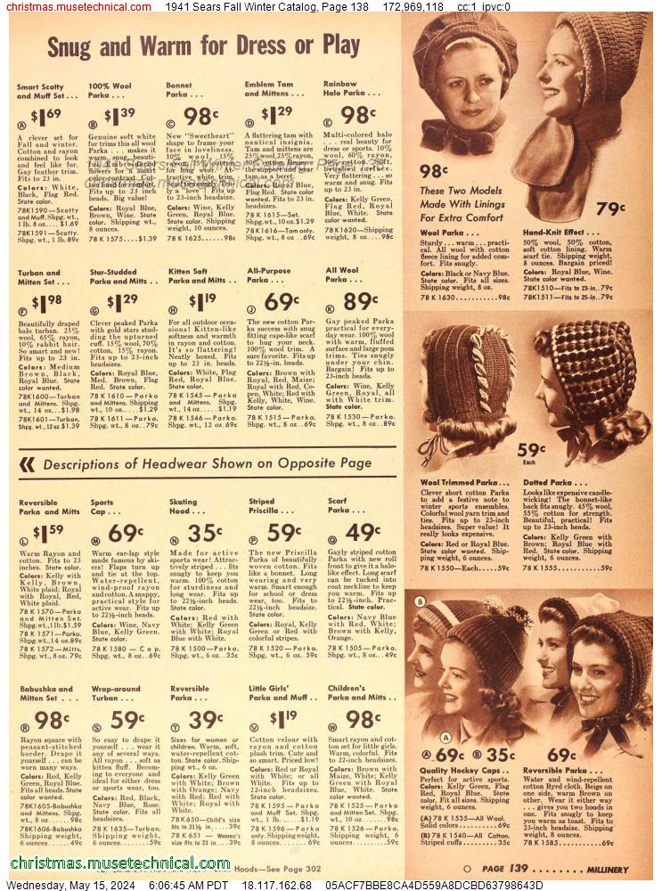1941 Sears Fall Winter Catalog, Page 138