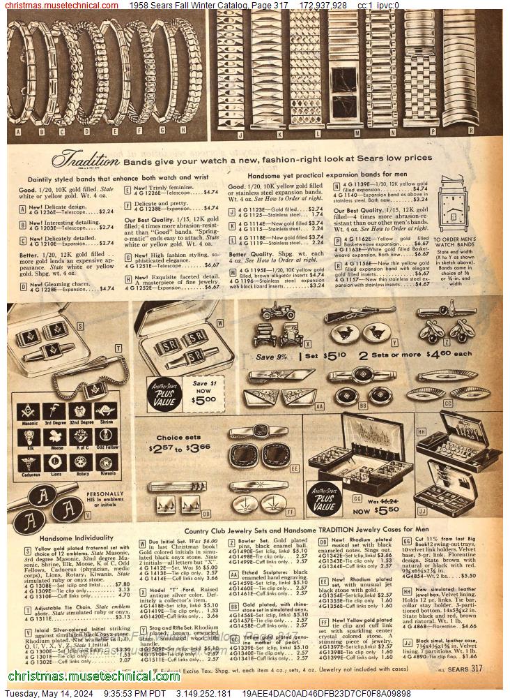 1958 Sears Fall Winter Catalog, Page 317