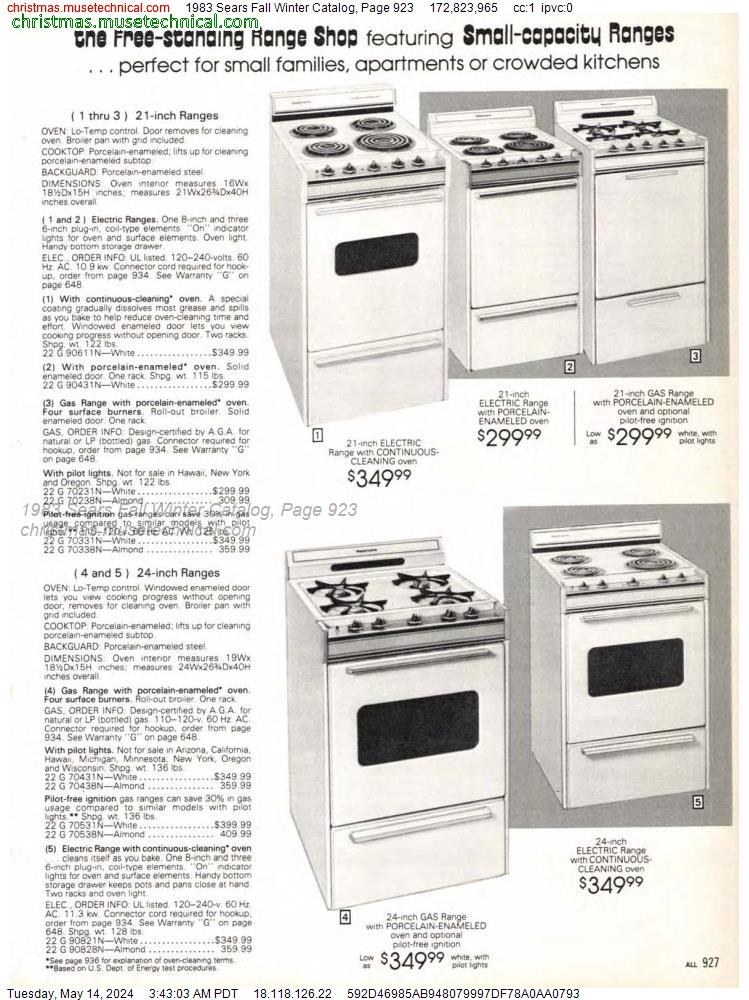 1983 Sears Fall Winter Catalog, Page 923