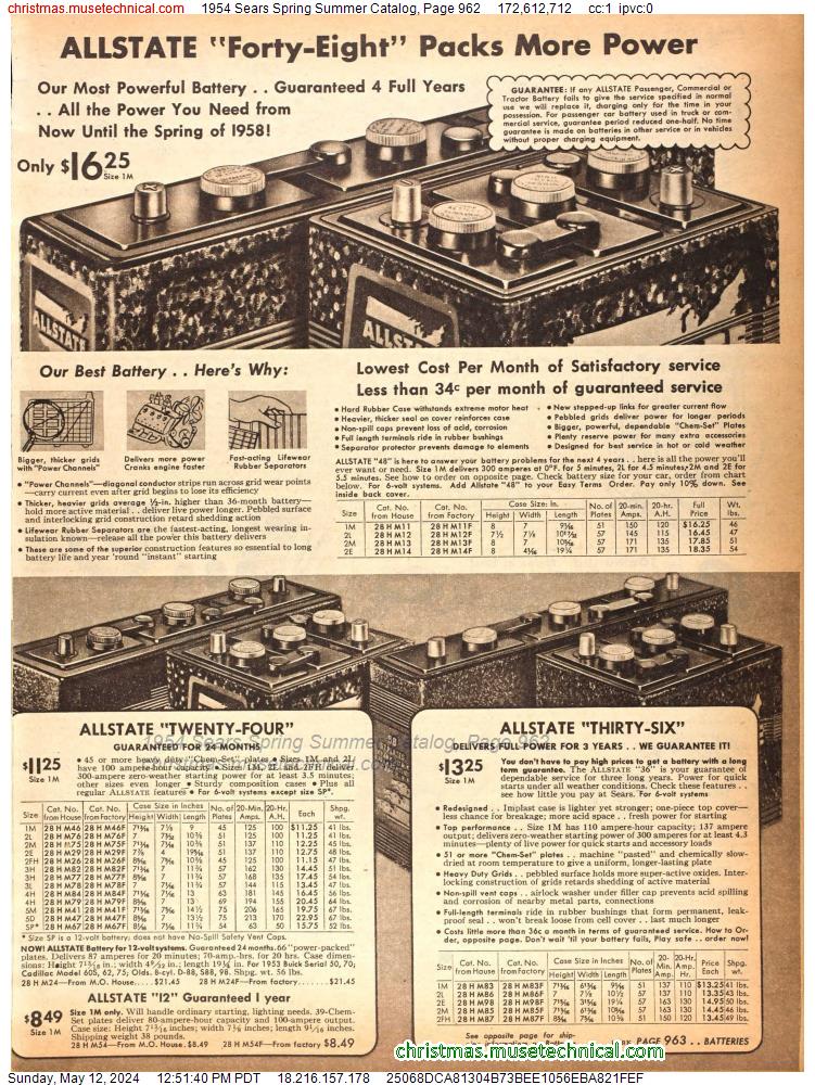 1954 Sears Spring Summer Catalog, Page 962