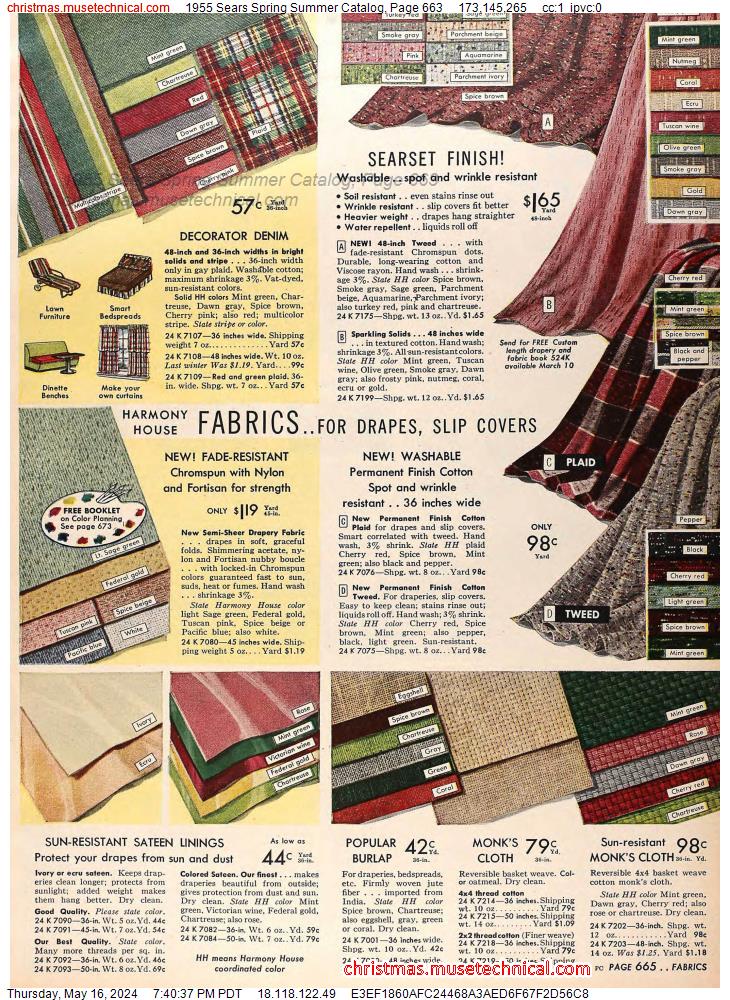 1955 Sears Spring Summer Catalog, Page 663
