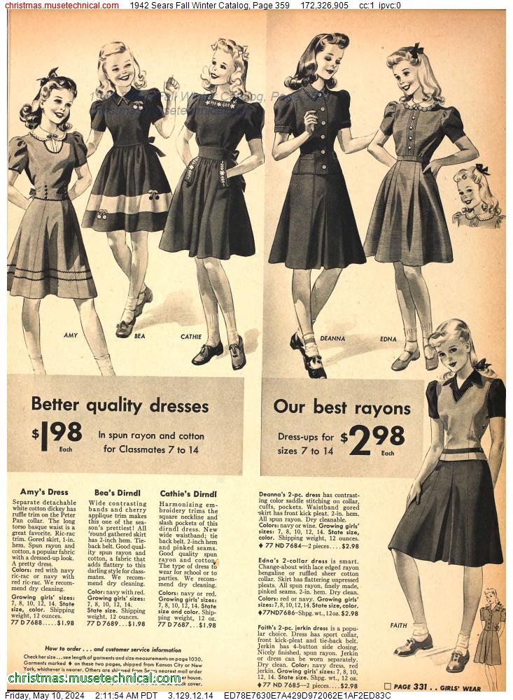 1942 Sears Fall Winter Catalog, Page 359