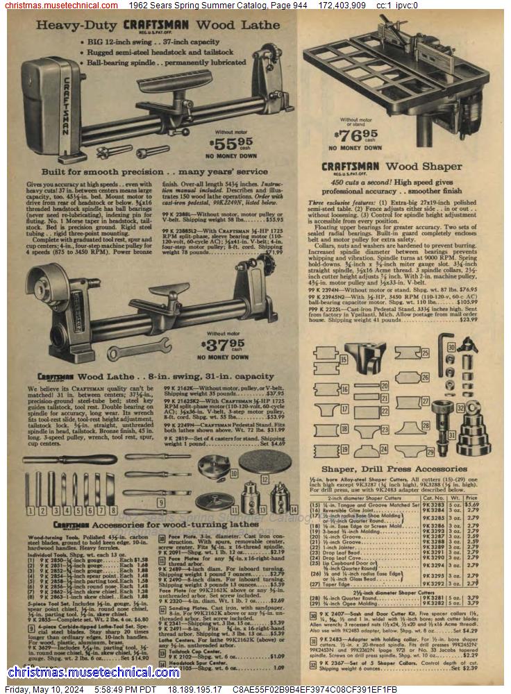 1962 Sears Spring Summer Catalog, Page 944