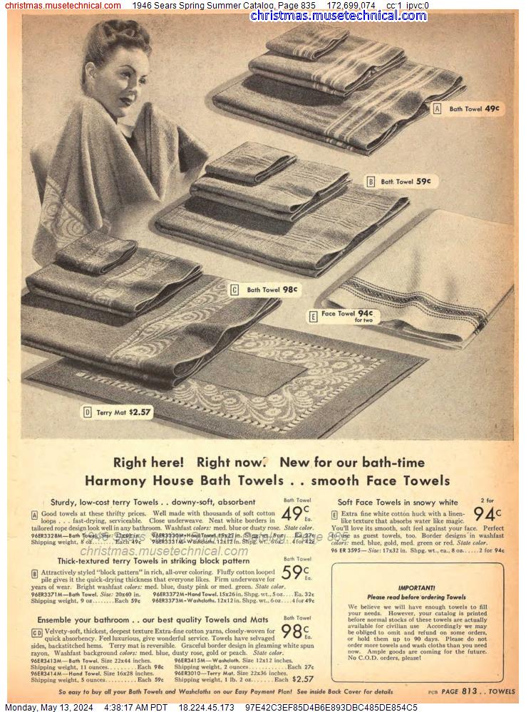 1946 Sears Spring Summer Catalog, Page 835
