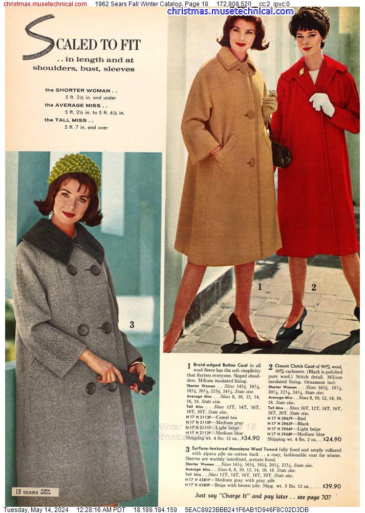 1962 Sears Fall Winter Catalog, Page 18