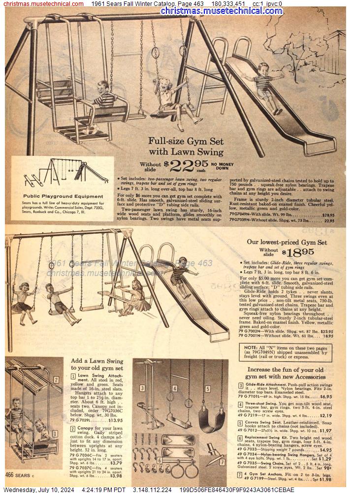 1961 Sears Fall Winter Catalog, Page 463