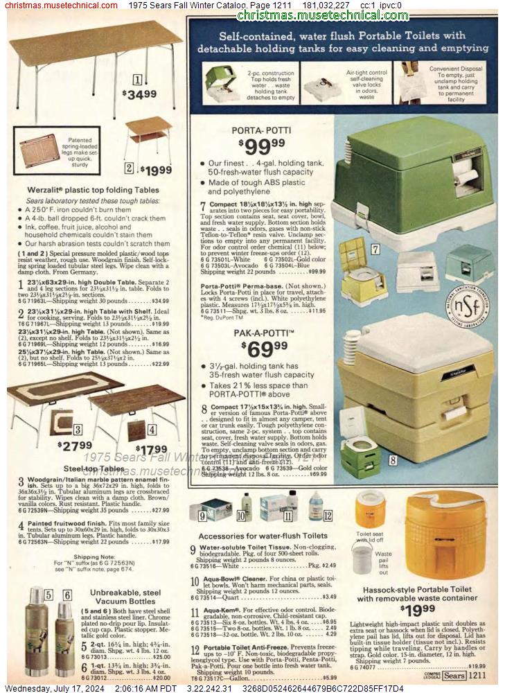 1975 Sears Fall Winter Catalog, Page 1211