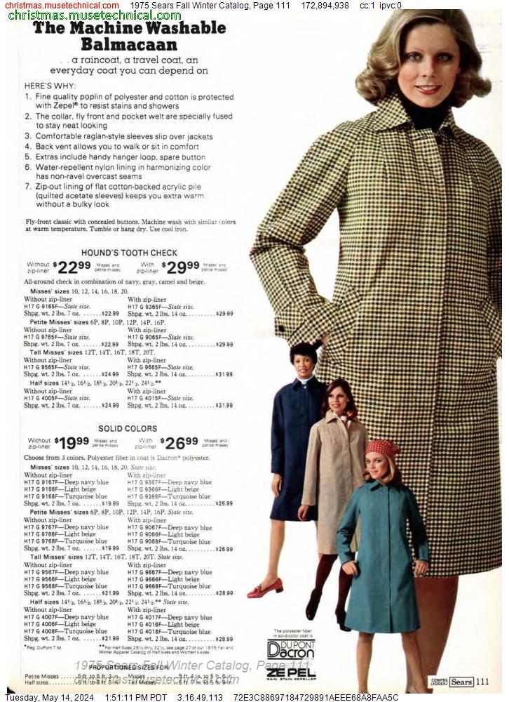 1975 Sears Fall Winter Catalog, Page 111