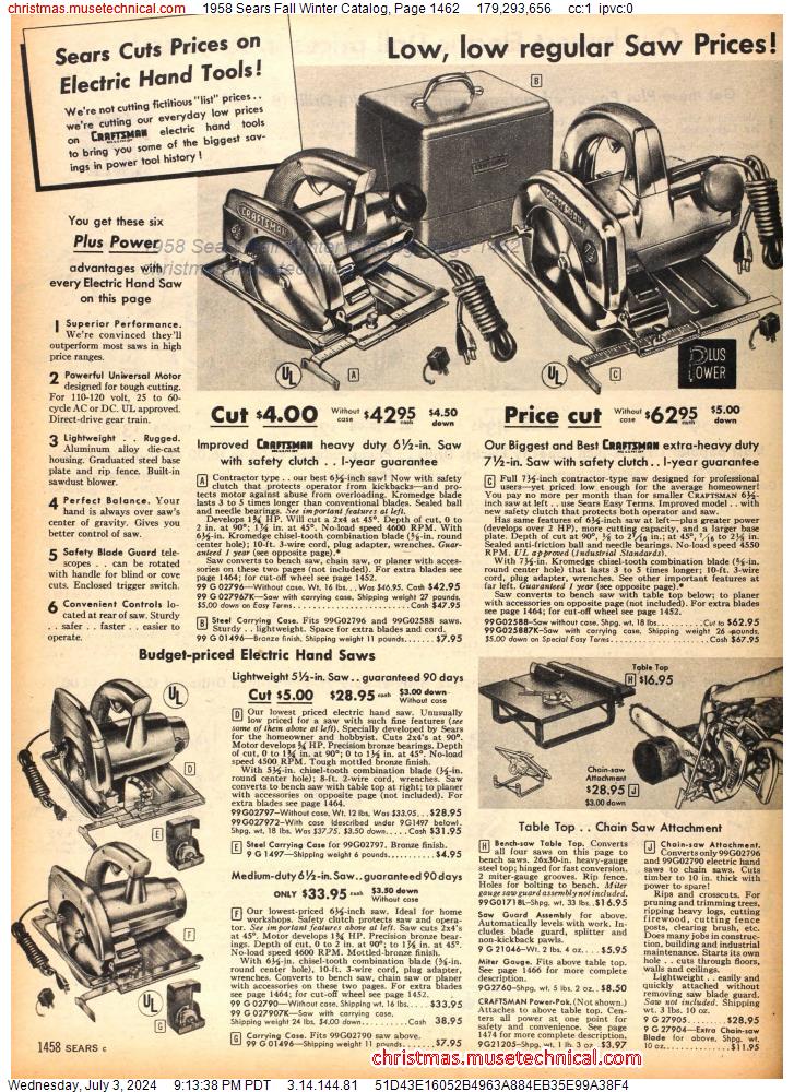 1958 Sears Fall Winter Catalog, Page 1462