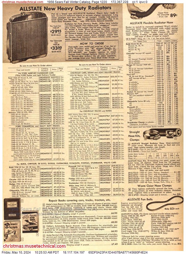 1956 Sears Fall Winter Catalog, Page 1220