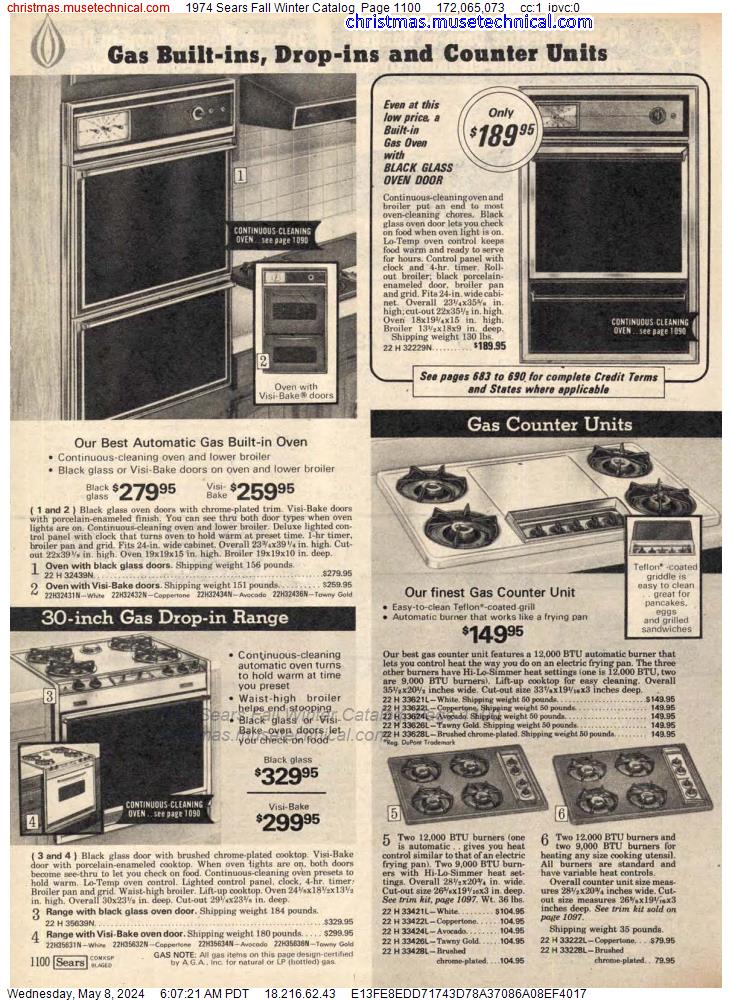 1974 Sears Fall Winter Catalog, Page 1100