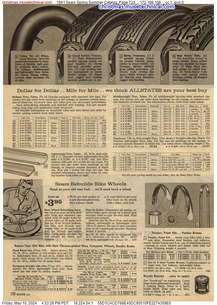 1961 Sears Spring Summer Catalog, Page 720