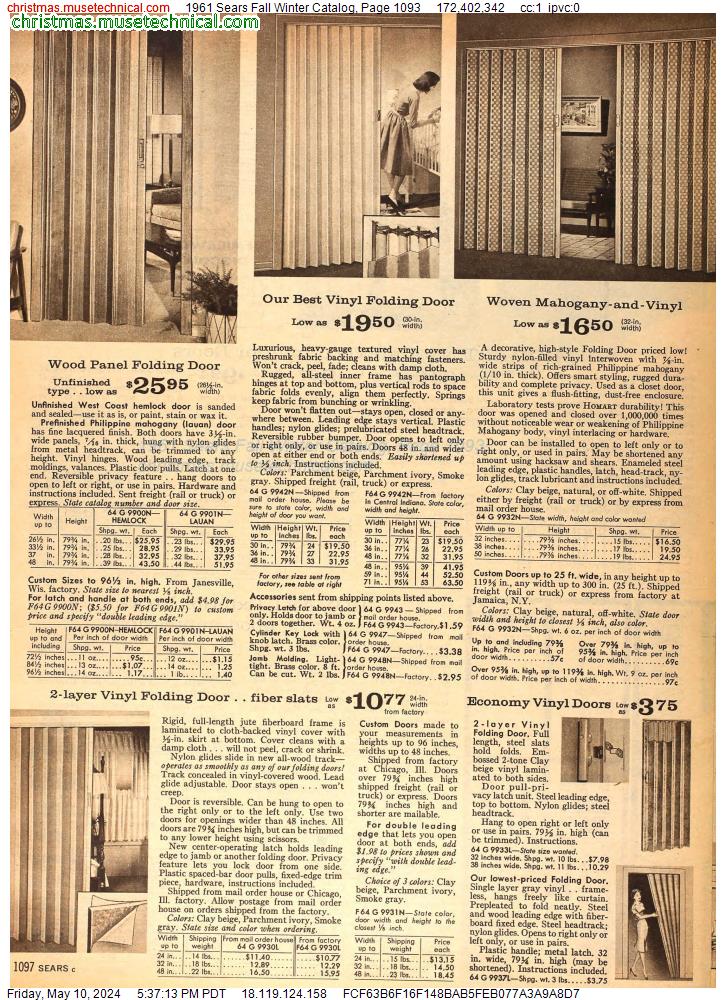 1961 Sears Fall Winter Catalog, Page 1093