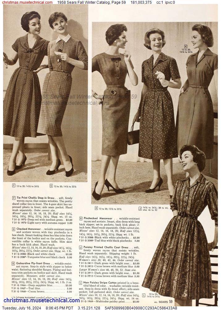 1958 Sears Fall Winter Catalog, Page 59