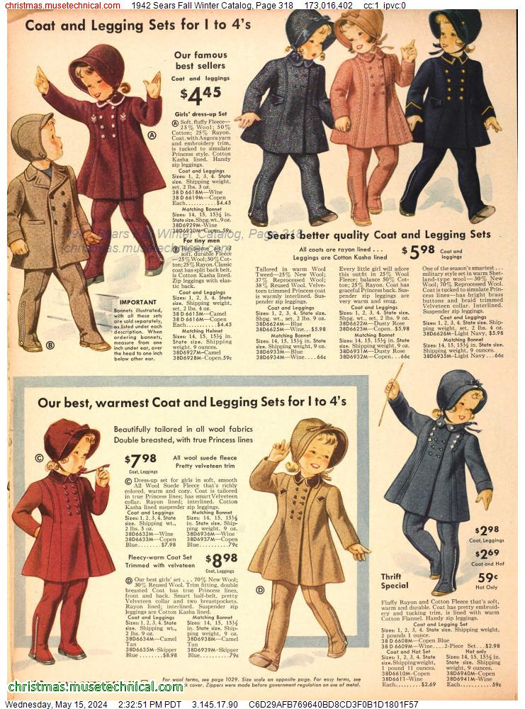 1942 Sears Fall Winter Catalog, Page 318