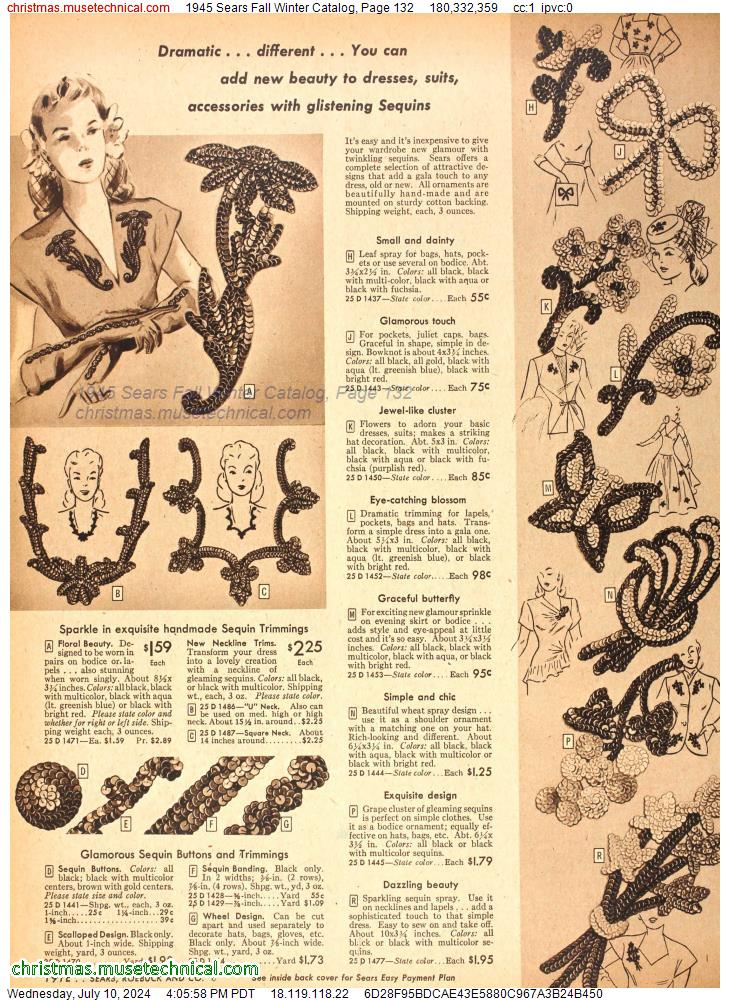 1945 Sears Fall Winter Catalog, Page 132