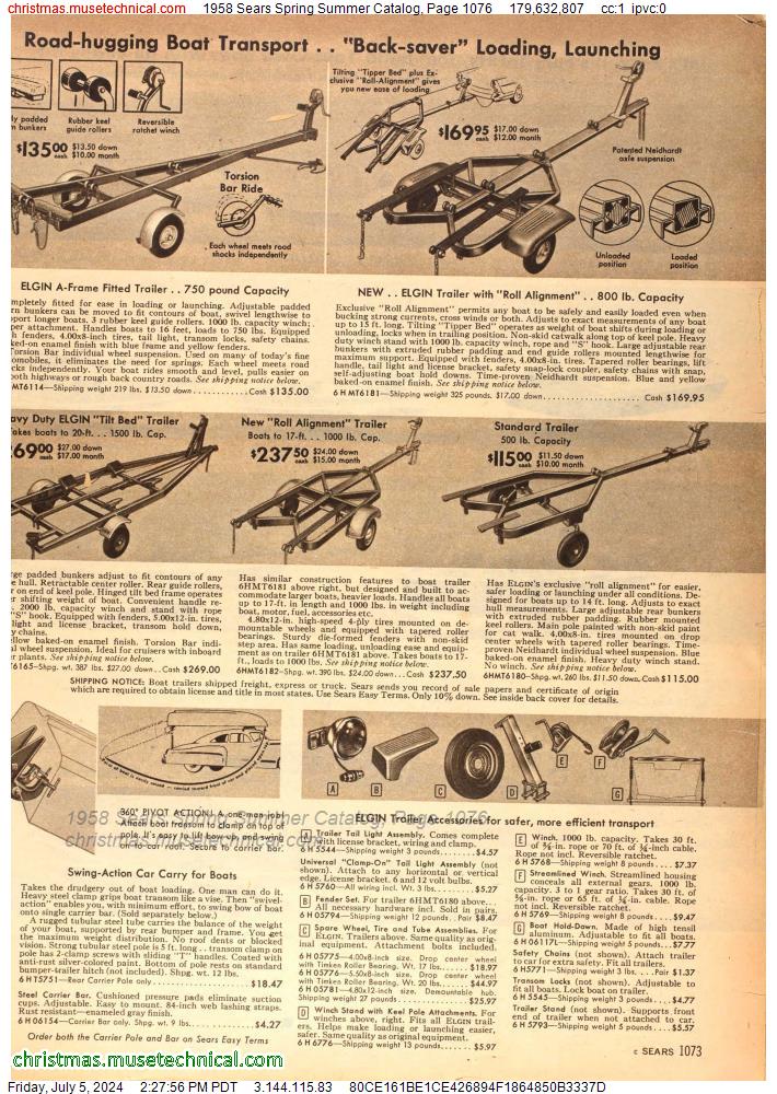 1958 Sears Spring Summer Catalog, Page 1076