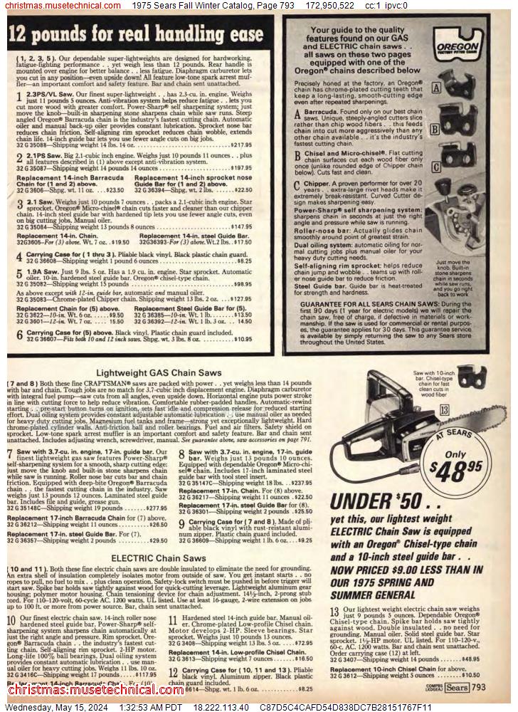 1975 Sears Fall Winter Catalog, Page 793