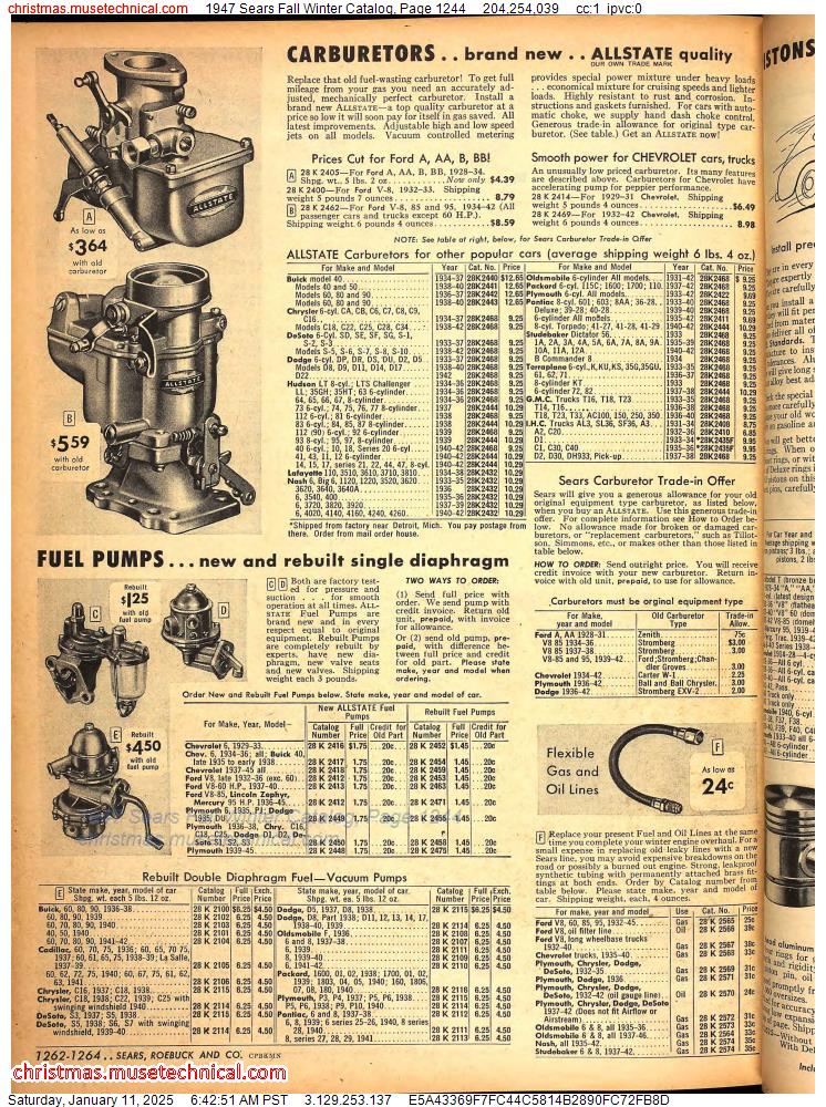 1947 Sears Fall Winter Catalog, Page 1244