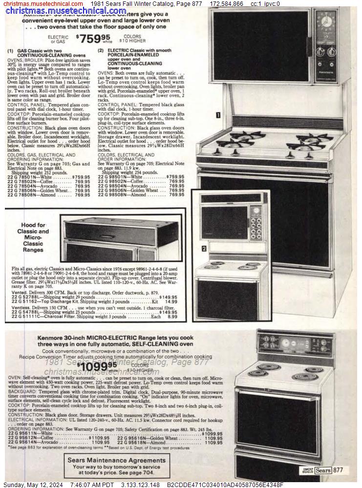 1981 Sears Fall Winter Catalog, Page 877