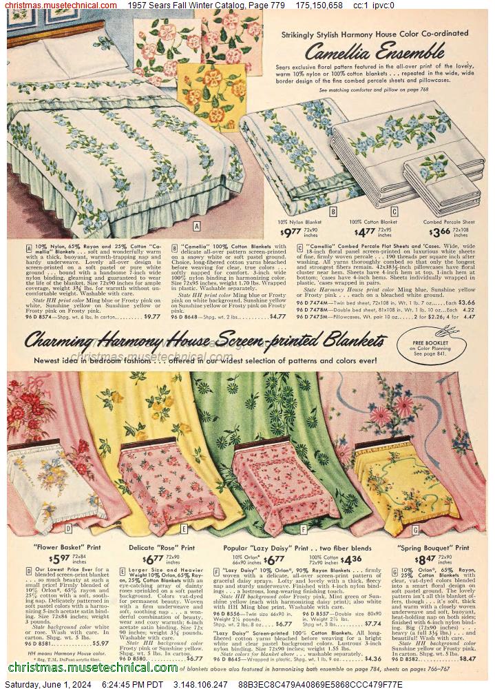1957 Sears Fall Winter Catalog, Page 779