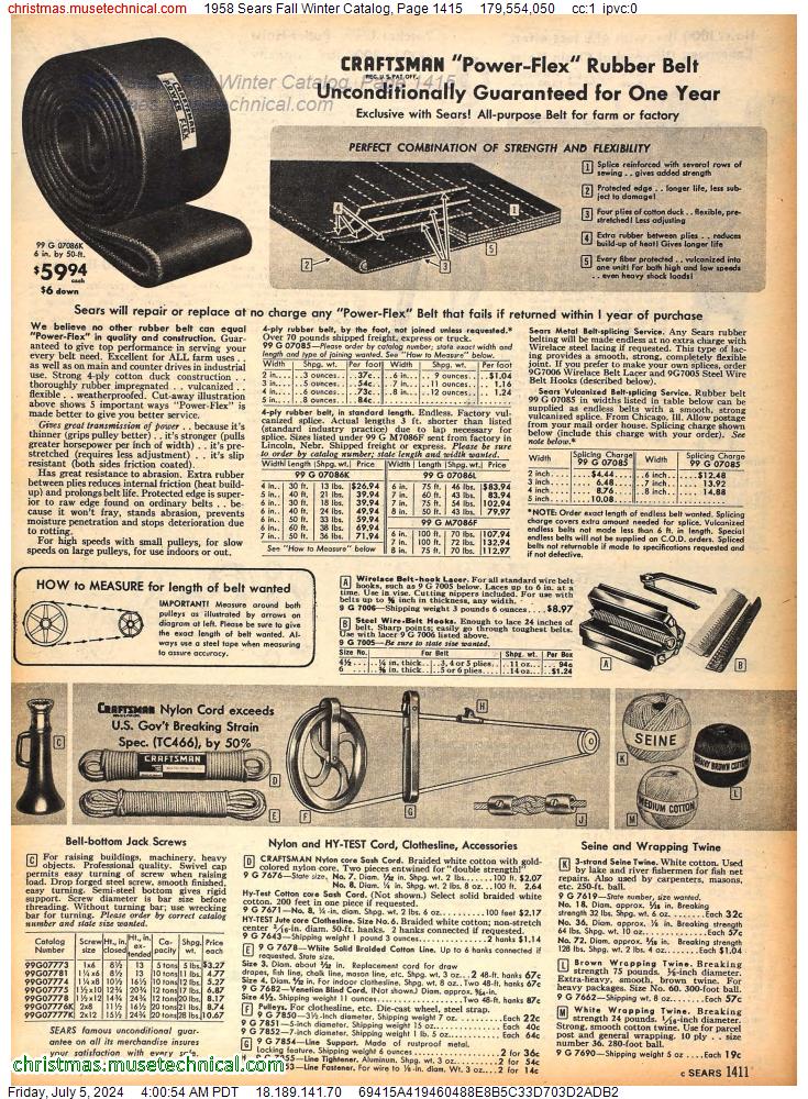 1958 Sears Fall Winter Catalog, Page 1415