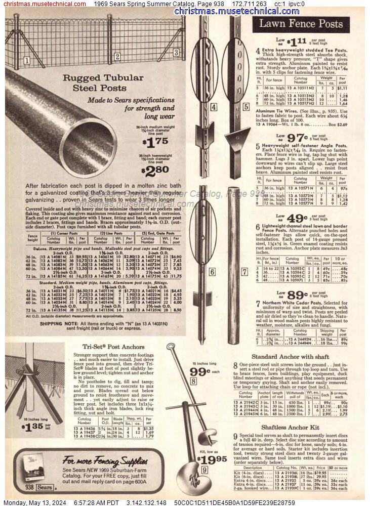 1969 Sears Spring Summer Catalog, Page 938