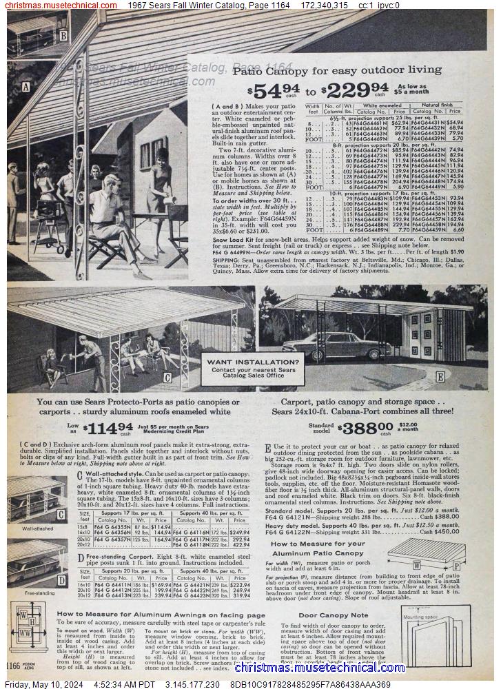 1967 Sears Fall Winter Catalog, Page 1164