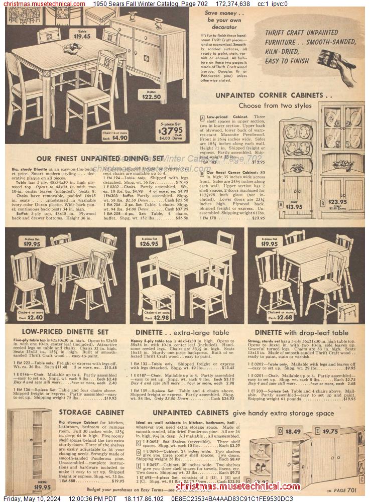 1950 Sears Fall Winter Catalog, Page 702