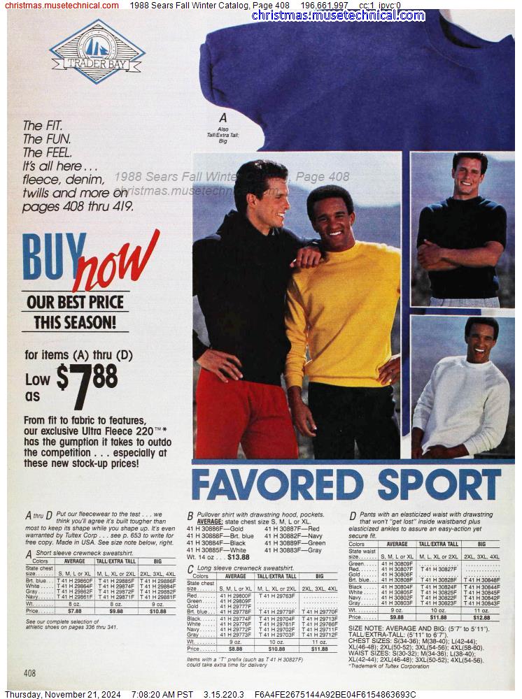 1988 Sears Fall Winter Catalog, Page 408