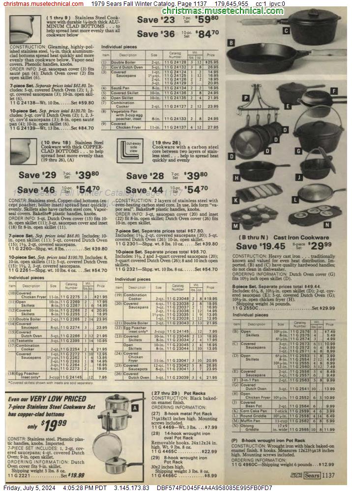 1979 Sears Fall Winter Catalog, Page 1137