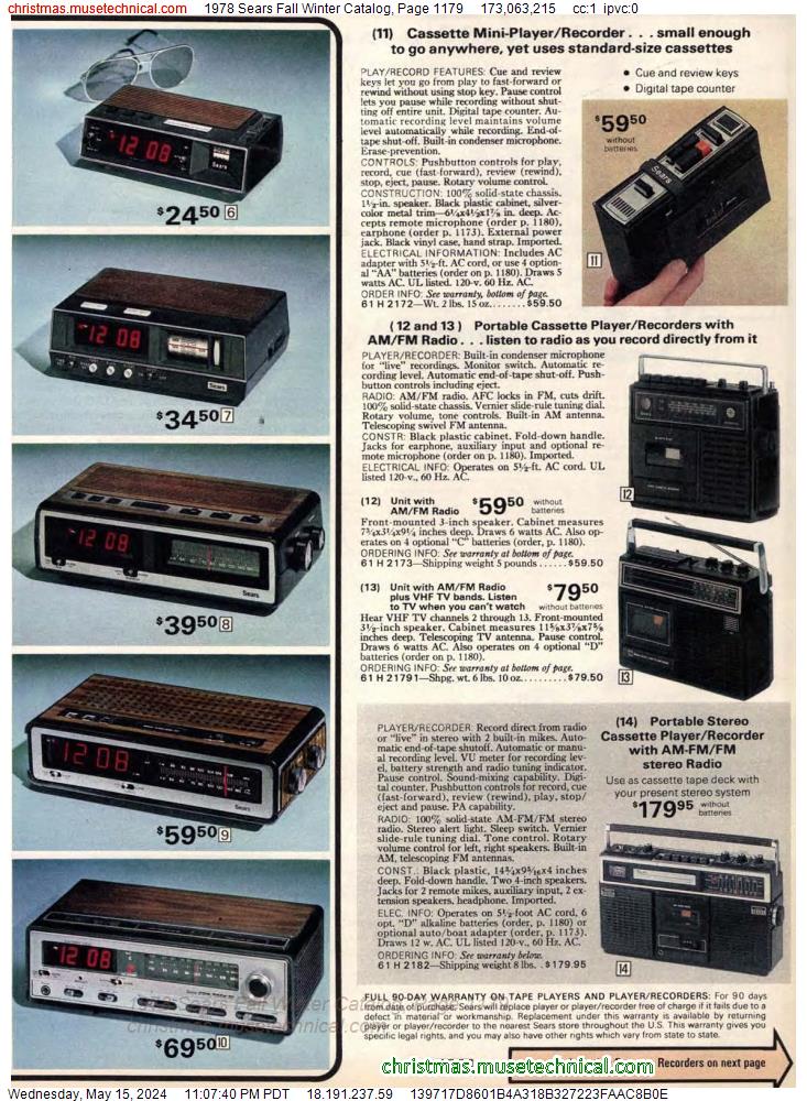 1978 Sears Fall Winter Catalog, Page 1179