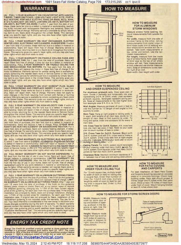 1981 Sears Fall Winter Catalog, Page 709