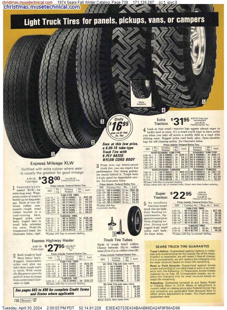 1974 Sears Fall Winter Catalog, Page 738