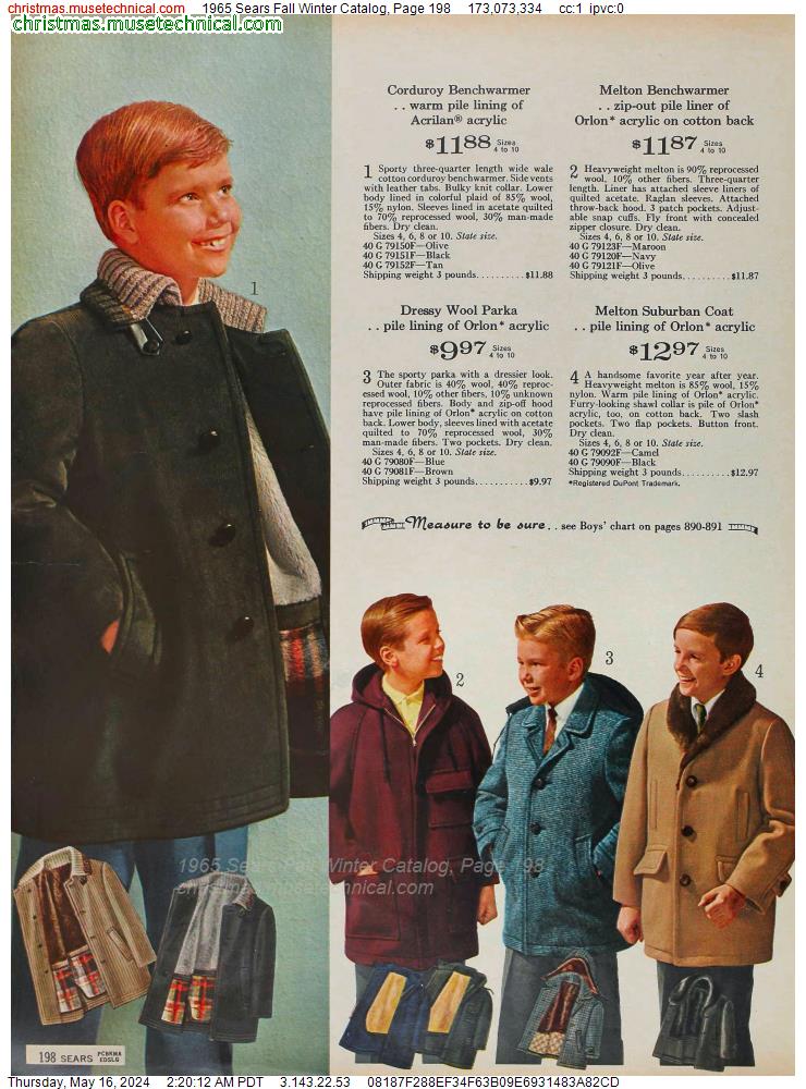 1965 Sears Fall Winter Catalog, Page 198